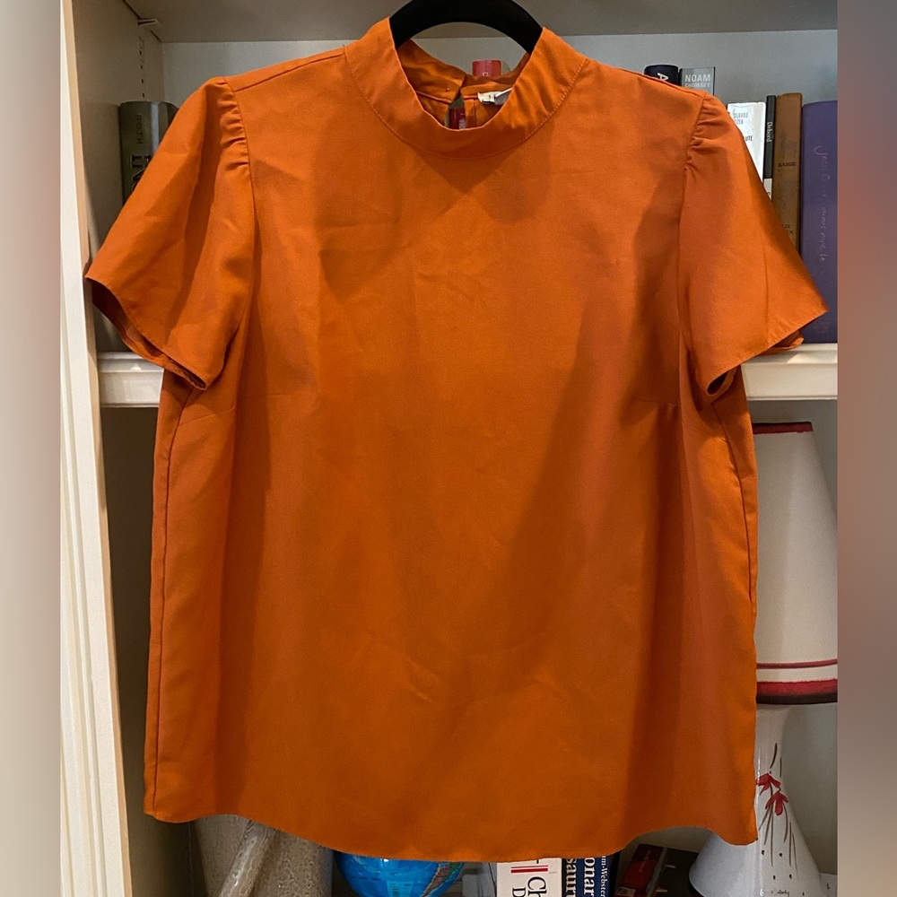 Orange Short Sleeve Blouse